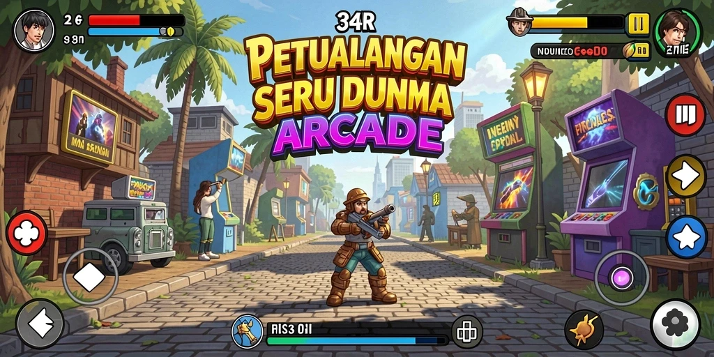 Tampilan gameplay seru penuh warna di 34R.