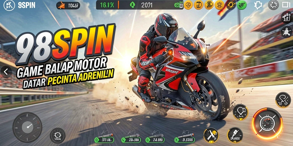 Gameplay 98SPIN yang mendebarkan dalam balapan motor.