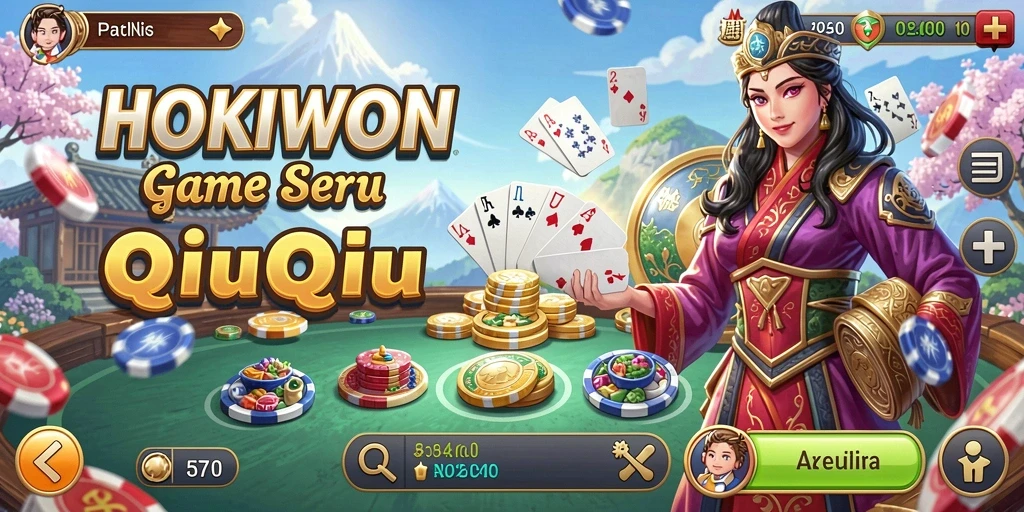 Tampilan gameplay seru HOKIWON yang menampilkan kartu QiuQiu.