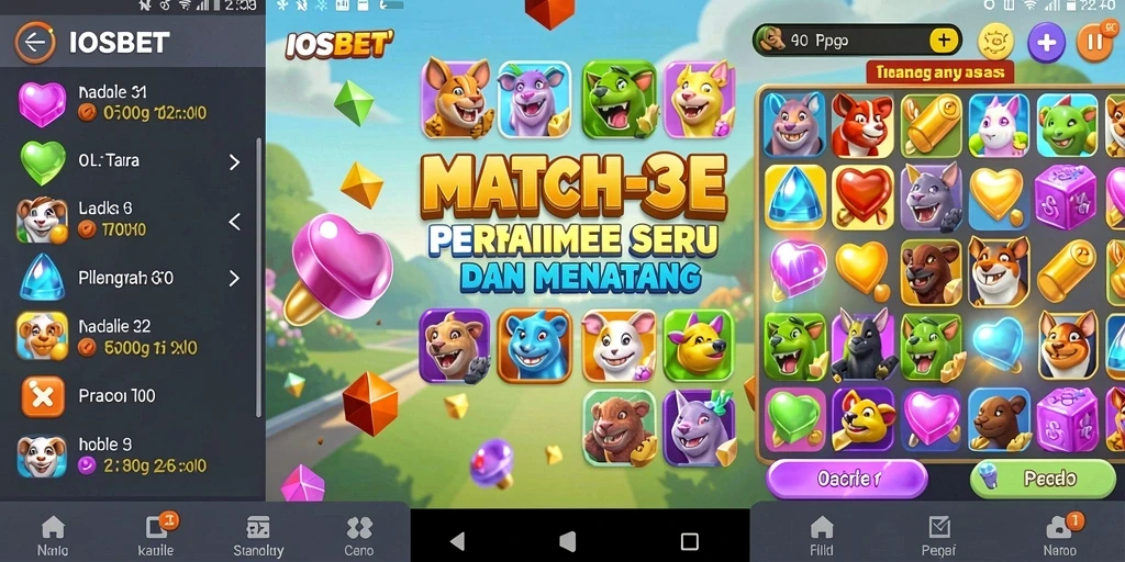 Tampilan menarik dari gameplay Match-3 IOSBET yang seru.