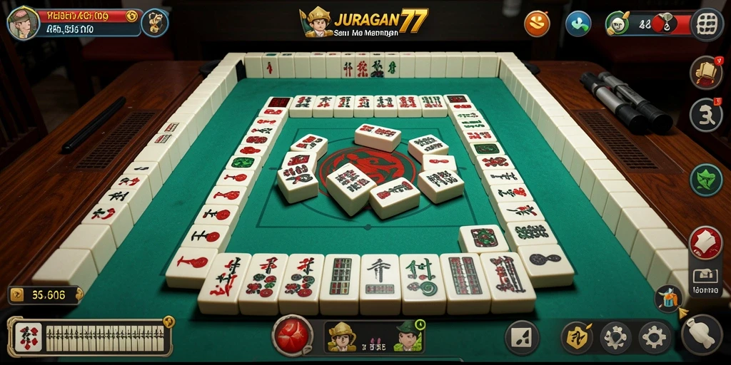 Tampilan menarik dari gameplay Mahjong JURAGAN77 yang menawan.