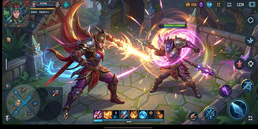 Gameplay K234 yang intens dan seru di arena MOBA.
