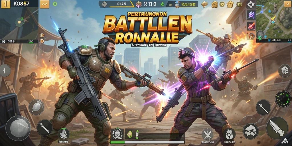 Screenshot gameplay KO857 yang menampilkan aksi seru dalam Battle Royale.