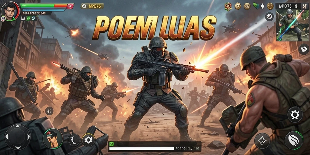 Screenshot MPO76 memperlihatkan aksi pertempuran yang seru dan intens.