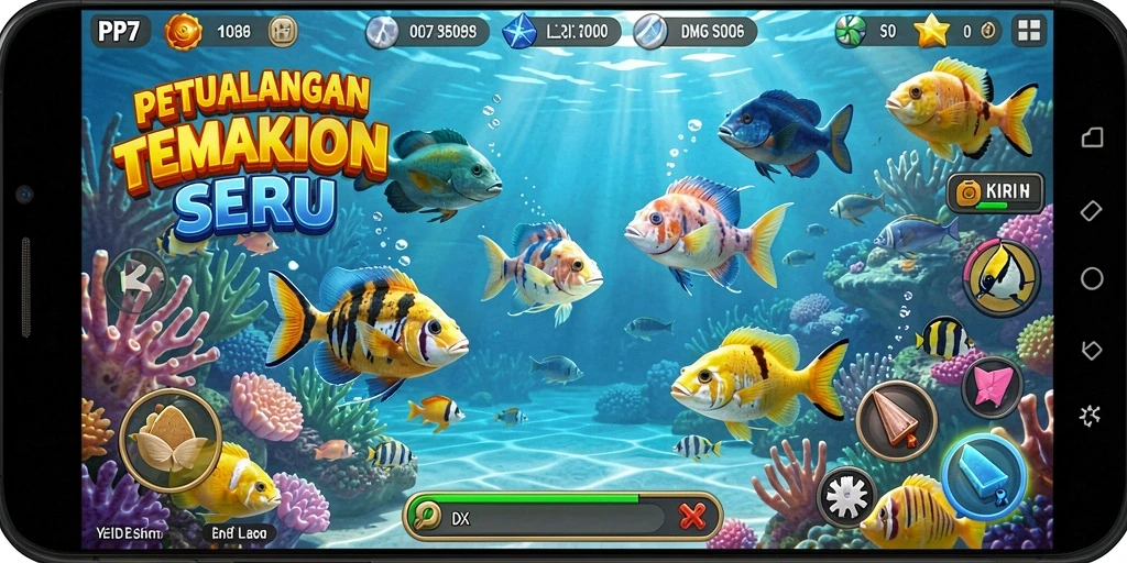 Screenshot utama PP7 menampilkan gameplay Tembak Ikan yang seru.