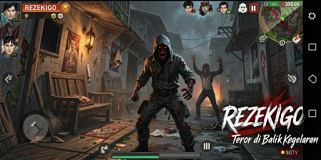 Tangkapan layar menunjukkan suasana mencekam dalam gameplay REZEKIGO.