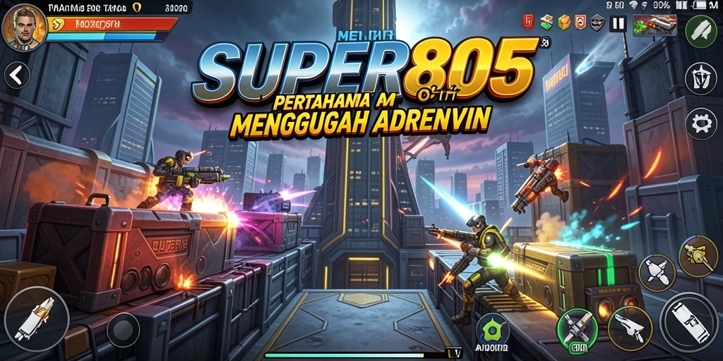 Tampilan seru gameplay SUPER805 Tower Defense penuh strategi.