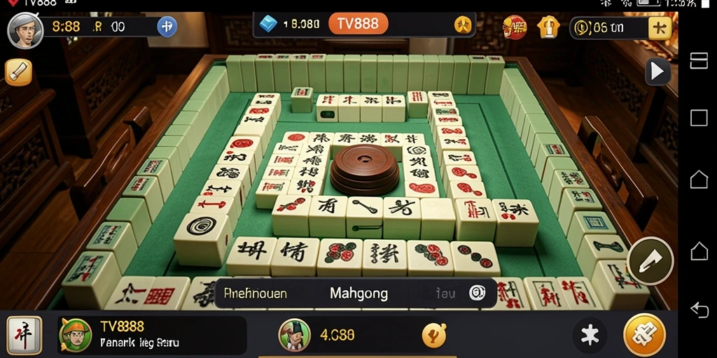 Screenshot TV888 menampilkan gameplay Mahjong yang menarik dan penuh warna.