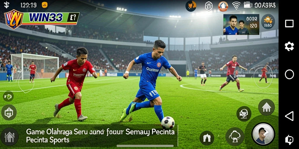 Tampilan gameplay olahraga yang penuh aksi dan kompetisi.
