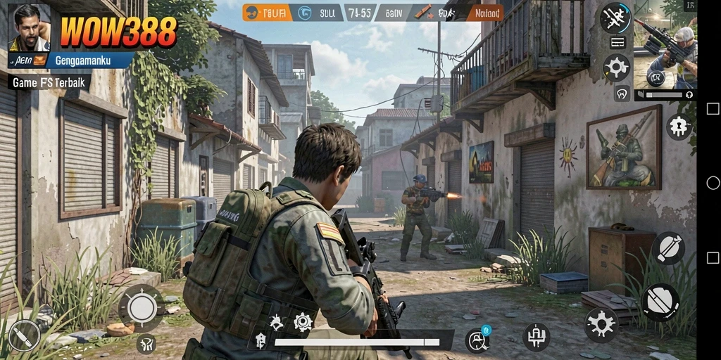 Screenshot menunjukkan aksi seru dalam pertempuran FPS.